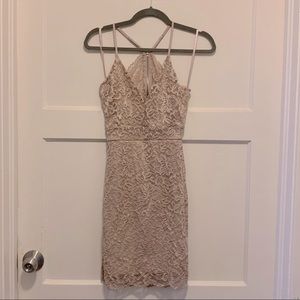 ReVamped Pink/Cream Floral Laced Fitted Dress | S